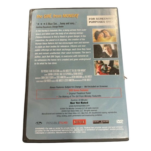 The Girl from Monday Hal Hartley Bill Sage Sabrina Lloyd NR Screener Version - Picture 2 of 3